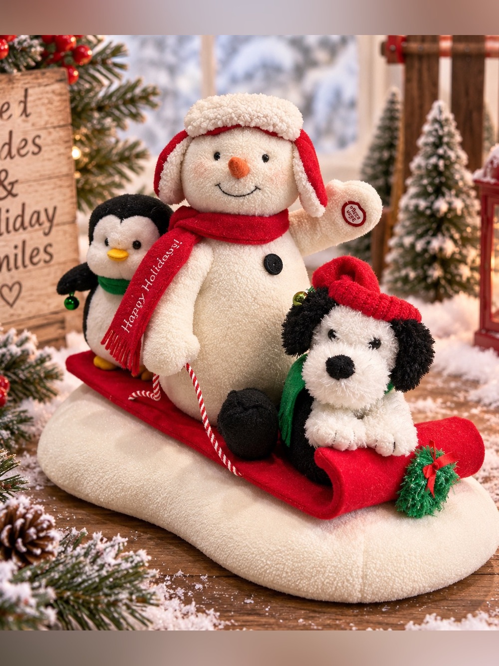 Hallmark Jingle Pals Snowman,‎ Penguin & Puppy Sledding Musical Plush